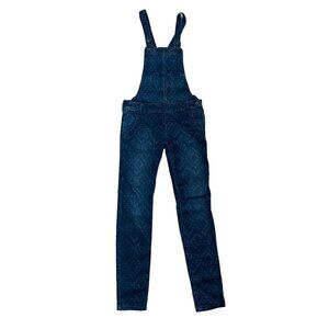 👖 Hollister Aztec Skinny Dark Wash Stretch Denim Overalls Juniors Size Small